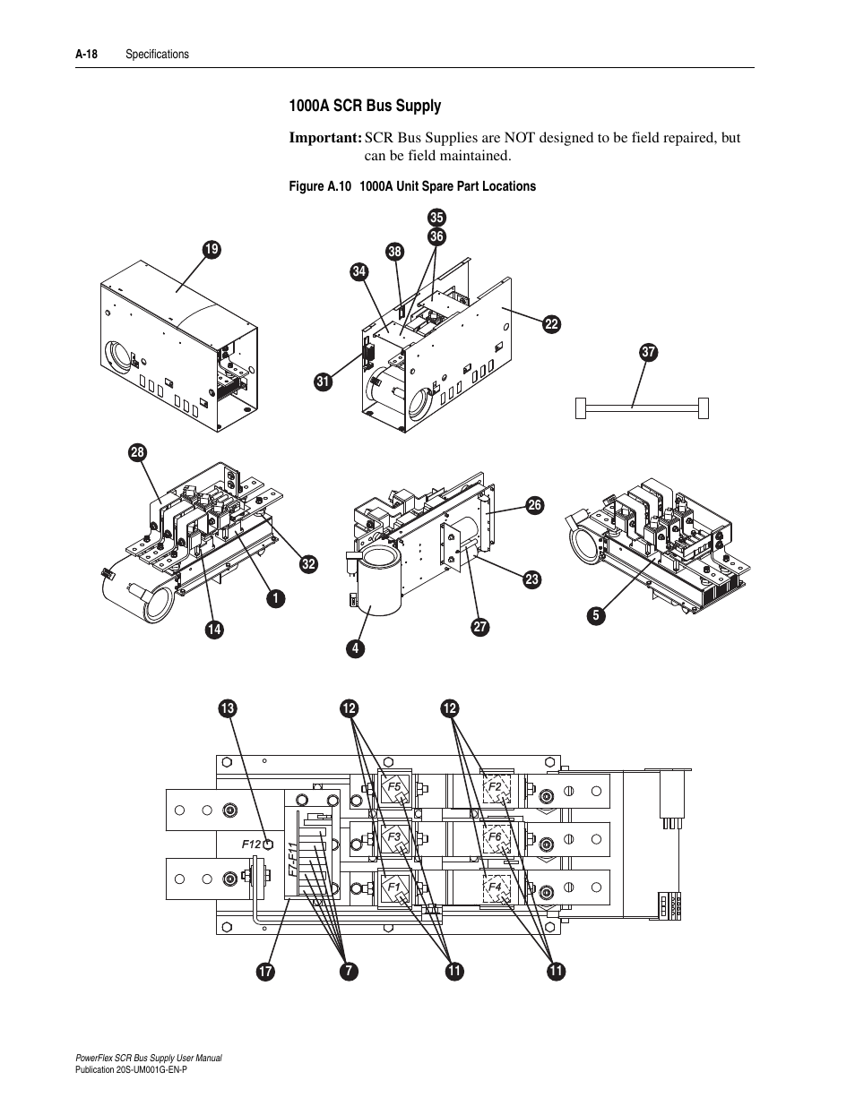 1000a scr bus supply, A-18 | Rockwell Automation 20G PowerFlex SCR Bus Supply User Manual | Page 60 / 68