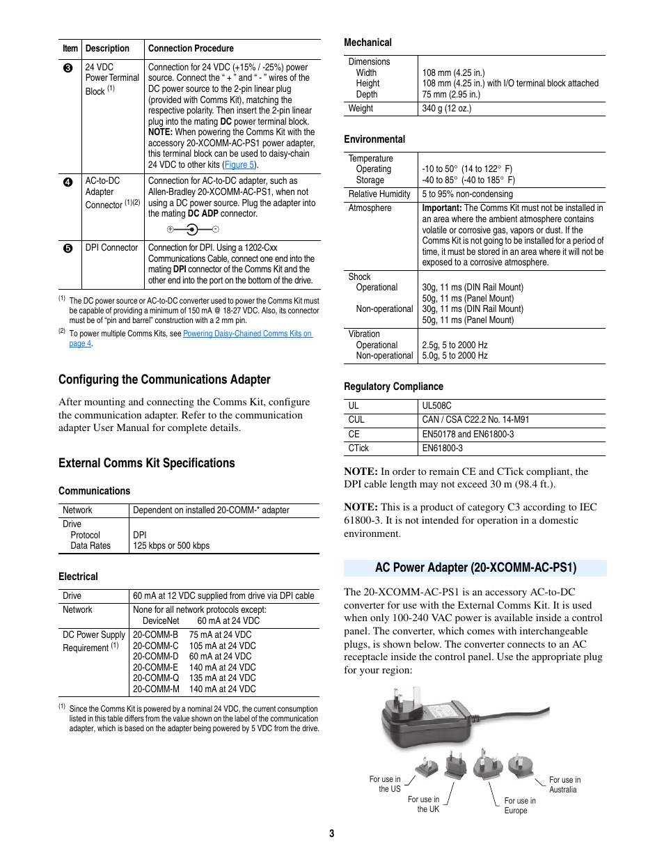 Rockwell Automation 20-XCOMM-DC-BASE DPI External Comms Kit User Manual | Page 3 / 4