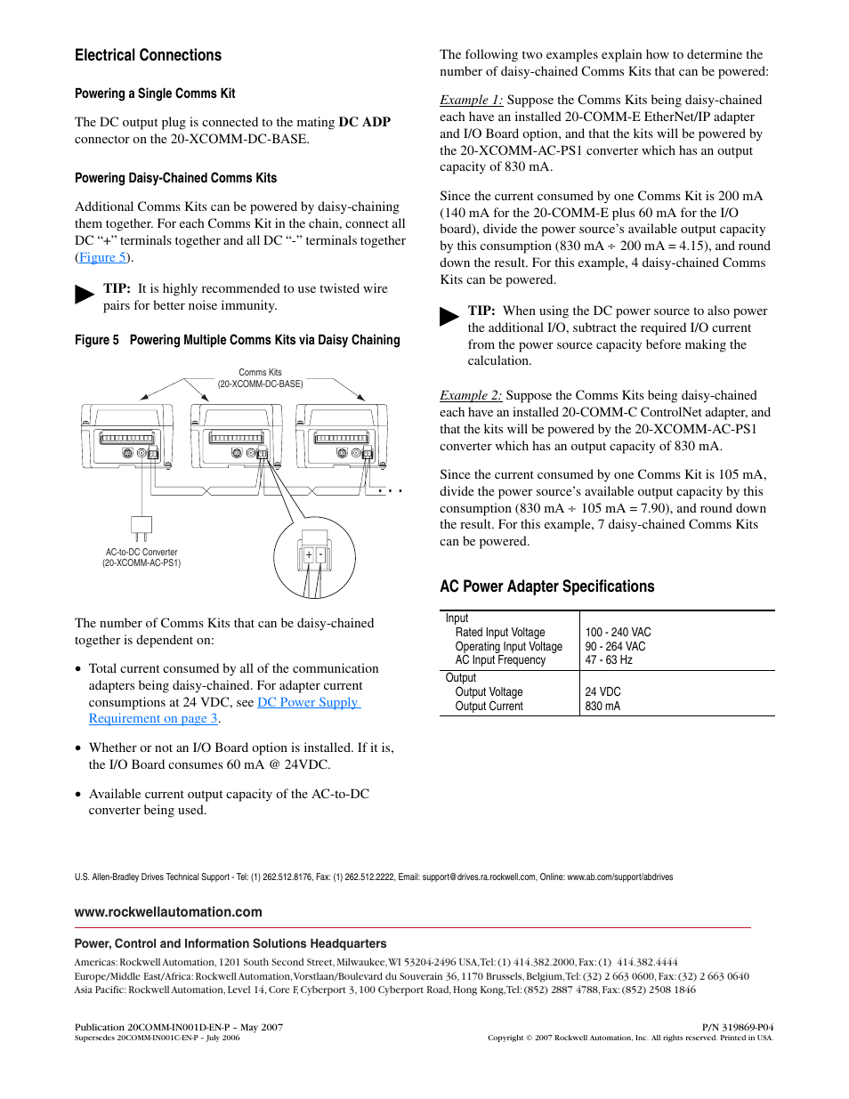 Figure 5, Powering daisy-chained comms kits on | Rockwell Automation 20-XCOMM-DC-BASE DPI External Comms Kit User Manual | Page 4 / 4