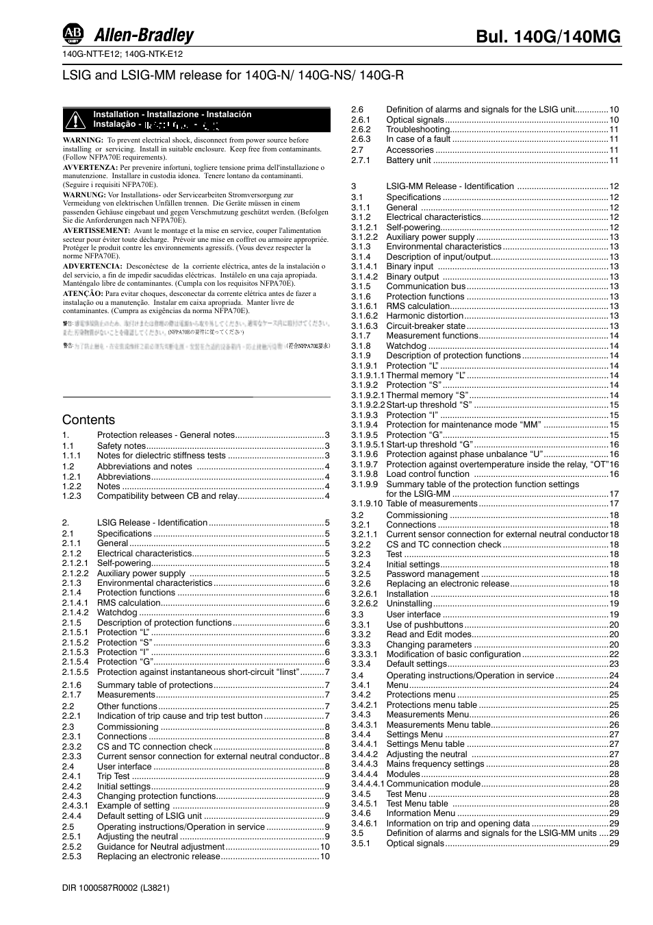 Rockwell Automation 140G-NTK-E12 LSIG and LSIG-MM Release User Manual | 41 pages