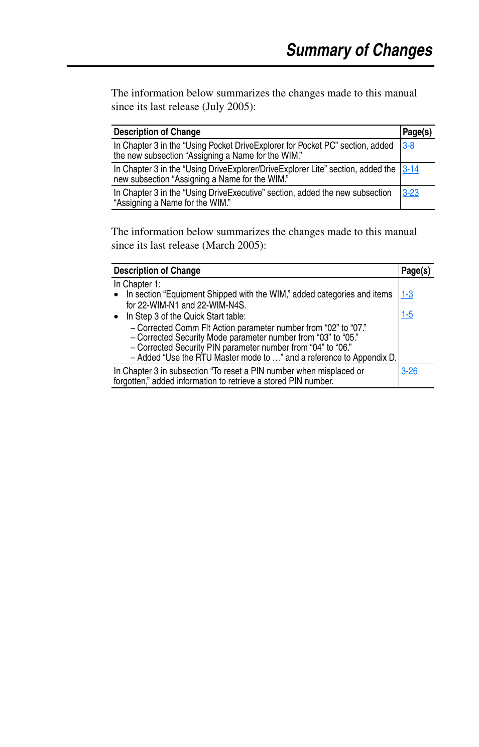 Summary of changes | Rockwell Automation 22-WIM-N1 DSI Wireless Interface Module User Manual | Page 3 / 100