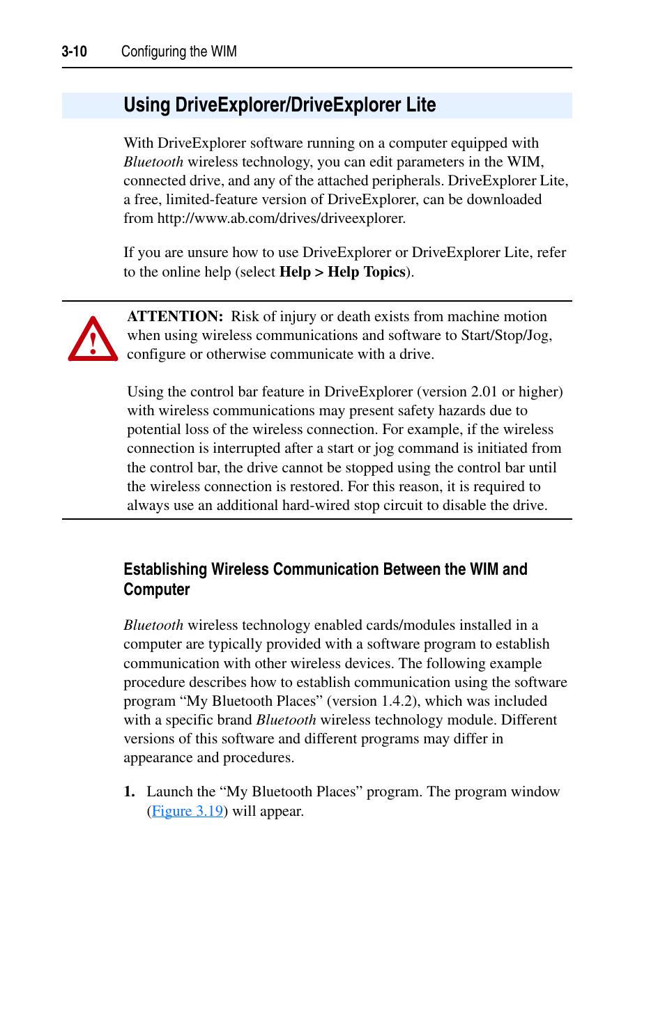 Using driveexplorer/driveexplorer lite, Using driveexplorer/driveexplorer lite -10 | Rockwell Automation 22-WIM-N1 DSI Wireless Interface Module User Manual | Page 30 / 100