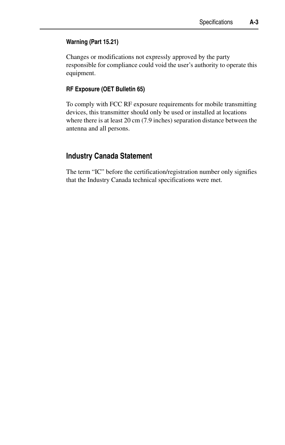 Industry canada statement | Rockwell Automation 22-WIM-N1 DSI Wireless Interface Module User Manual | Page 55 / 100