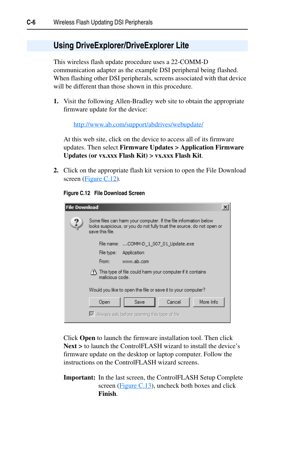 Using driveexplorer/driveexplorer lite | Rockwell Automation 22-WIM-N1 DSI Wireless Interface Module User Manual | Page 64 / 100