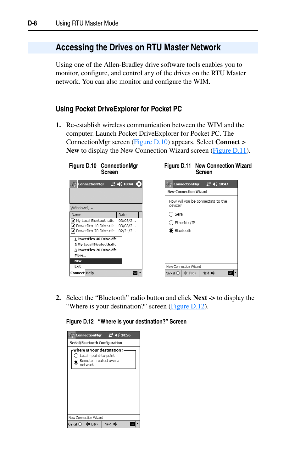 Accessing the drives on rtu master network, Using pocket driveexplorer for pocket pc | Rockwell Automation 22-WIM-N1 DSI Wireless Interface Module User Manual | Page 82 / 100