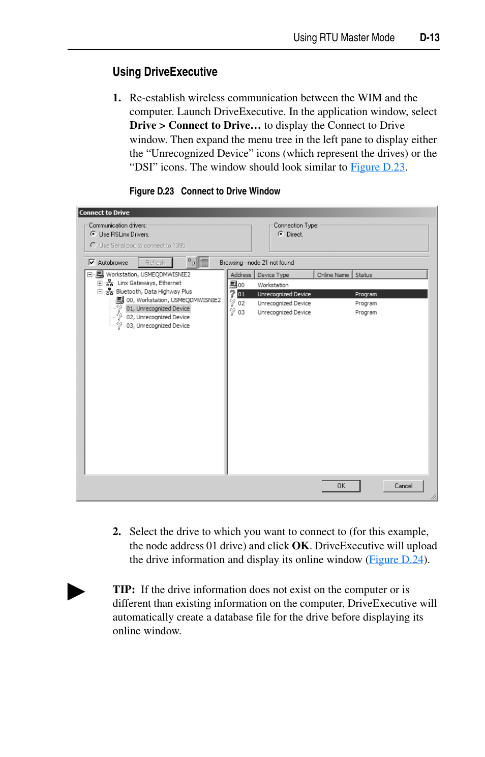 Using driveexecutive | Rockwell Automation 22-WIM-N1 DSI Wireless Interface Module User Manual | Page 87 / 100