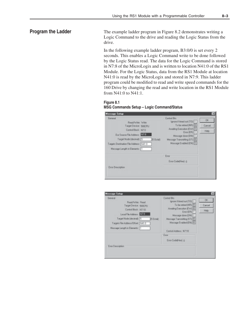 Program the ladder | Rockwell Automation 160 RSI SERIAL COMM MODULE User Manual | Page 35 / 50