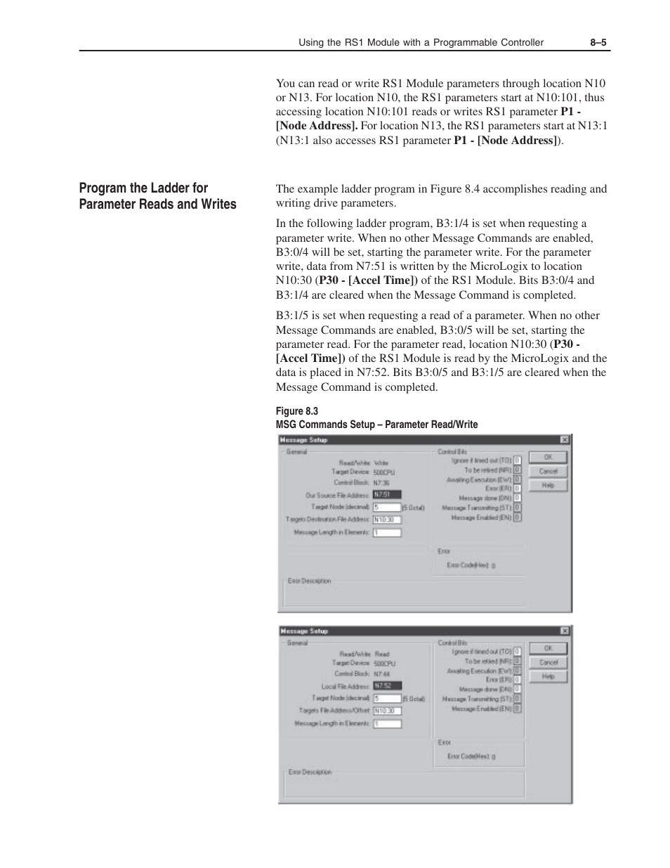 Program the ladder for parameter reads and writes | Rockwell Automation 160 RSI SERIAL COMM MODULE User Manual | Page 37 / 50