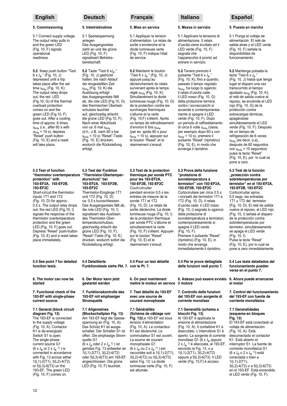 English deutsch français italiano español | Rockwell Automation 193-EF Electronic Motor Protection Relay User Manual | Page 12 / 16