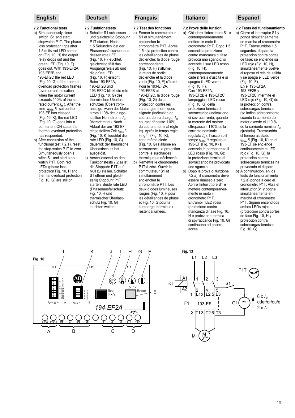 Ef2a, English deutsch français italiano español | Rockwell Automation 193-EF Electronic Motor Protection Relay User Manual | Page 13 / 16