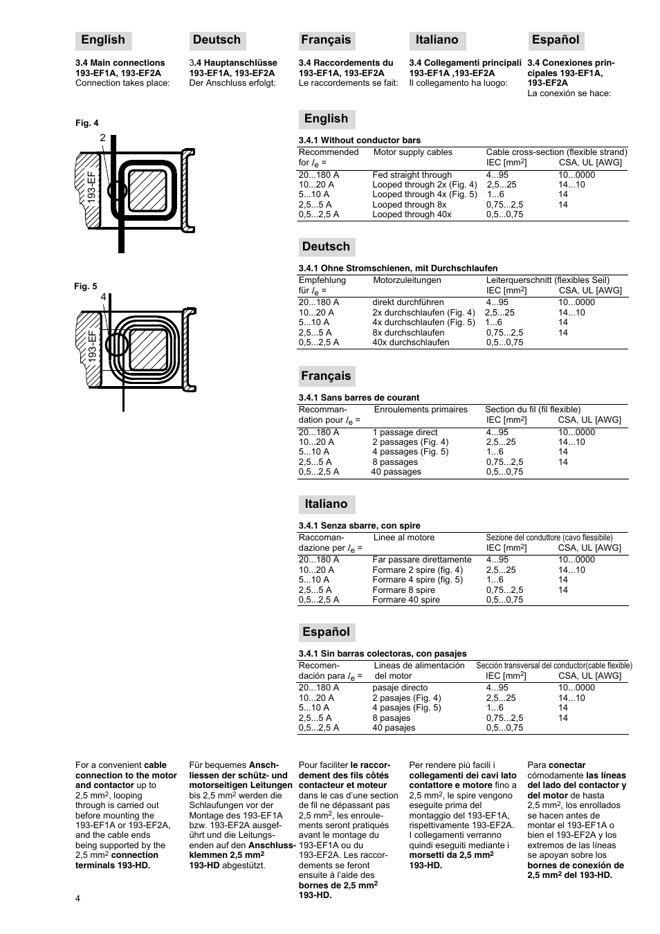 English deutsch français english, Deutsch, Français | Italiano, Español italiano español | Rockwell Automation 193-EF Electronic Motor Protection Relay User Manual | Page 4 / 16