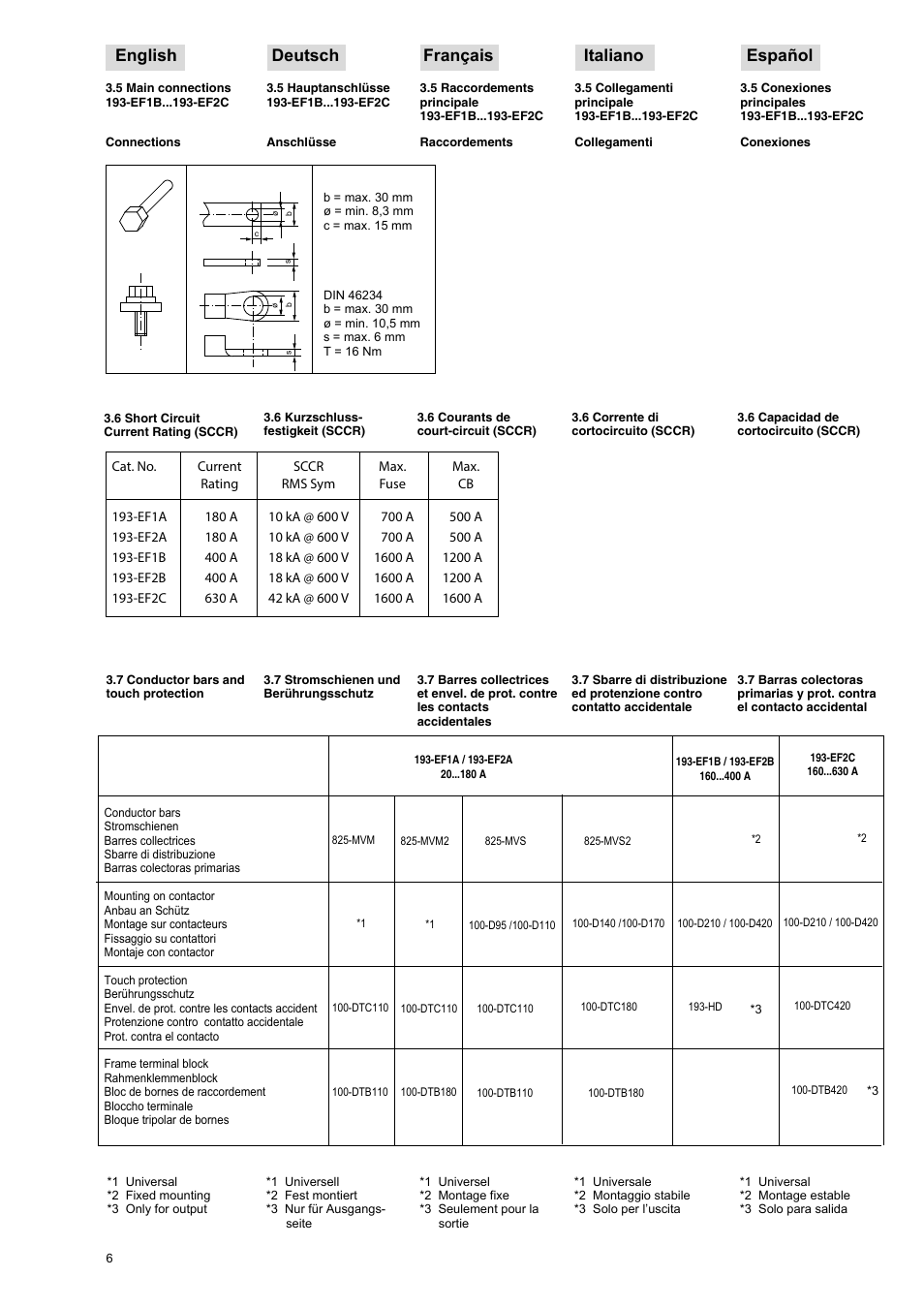English deutsch français italiano español | Rockwell Automation 193-EF Electronic Motor Protection Relay User Manual | Page 6 / 16