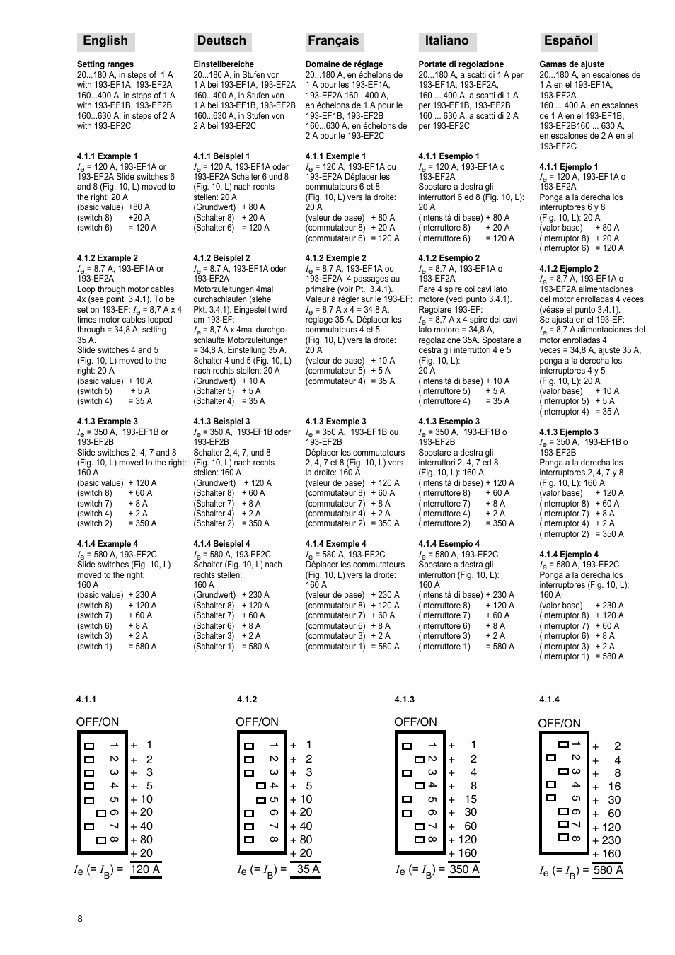 English deutsch français italiano español | Rockwell Automation 193-EF Electronic Motor Protection Relay User Manual | Page 8 / 16