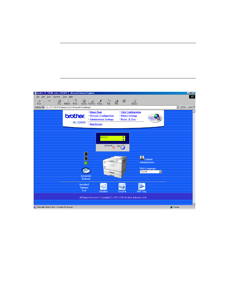 How to connect to your printer using a, How to connect to your printer using a browser, Web function page | Brother NC-4100H User Manual | Page 121 / 168