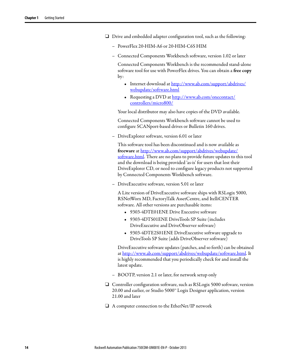 Rockwell Automation 20G PowerFlex 755 Drive Embedded EtherNet/IP Adapter User Manual | Page 14 / 190