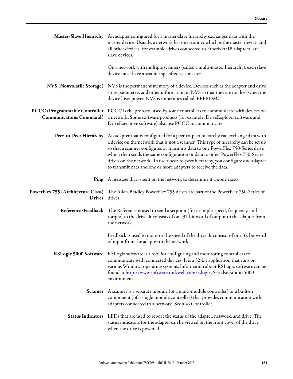 Rockwell Automation 20G PowerFlex 755 Drive Embedded EtherNet/IP Adapter User Manual | Page 181 / 190