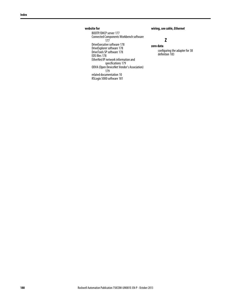 Rockwell Automation 20G PowerFlex 755 Drive Embedded EtherNet/IP Adapter User Manual | Page 188 / 190