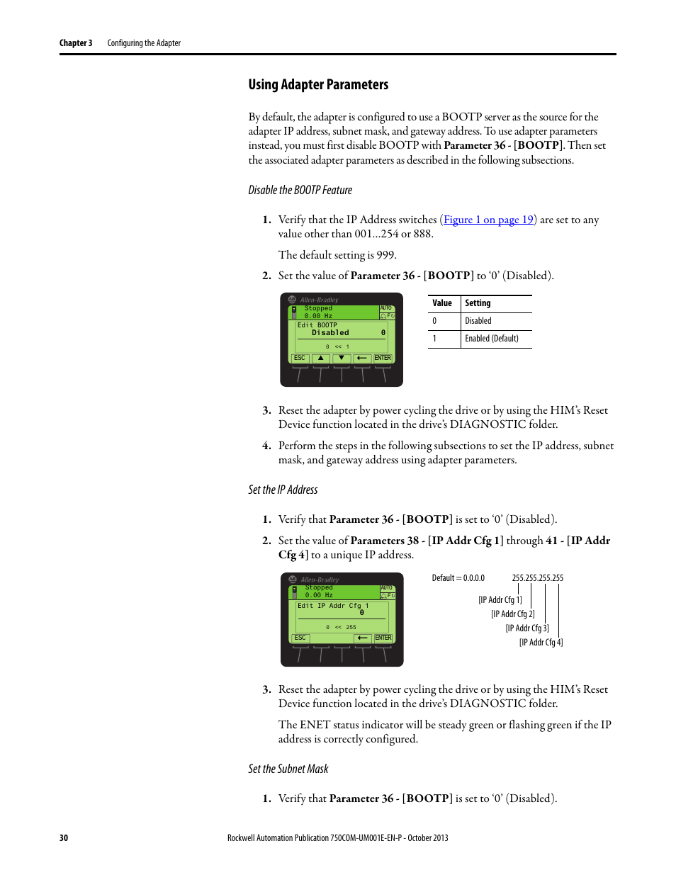 Using adapter parameters, Using | Rockwell Automation 20G PowerFlex 755 Drive Embedded EtherNet/IP Adapter User Manual | Page 30 / 190