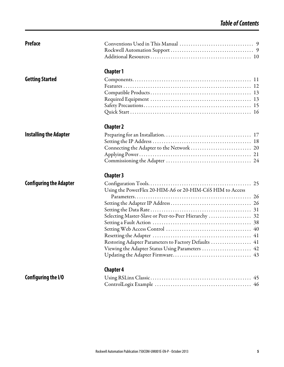 Rockwell Automation 20G PowerFlex 755 Drive Embedded EtherNet/IP Adapter User Manual | Page 5 / 190