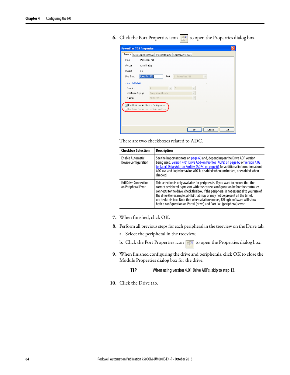 Rockwell Automation 20G PowerFlex 755 Drive Embedded EtherNet/IP Adapter User Manual | Page 64 / 190