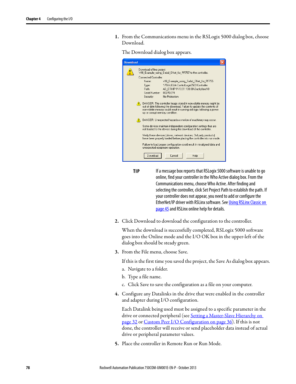 Rockwell Automation 20G PowerFlex 755 Drive Embedded EtherNet/IP Adapter User Manual | Page 78 / 190