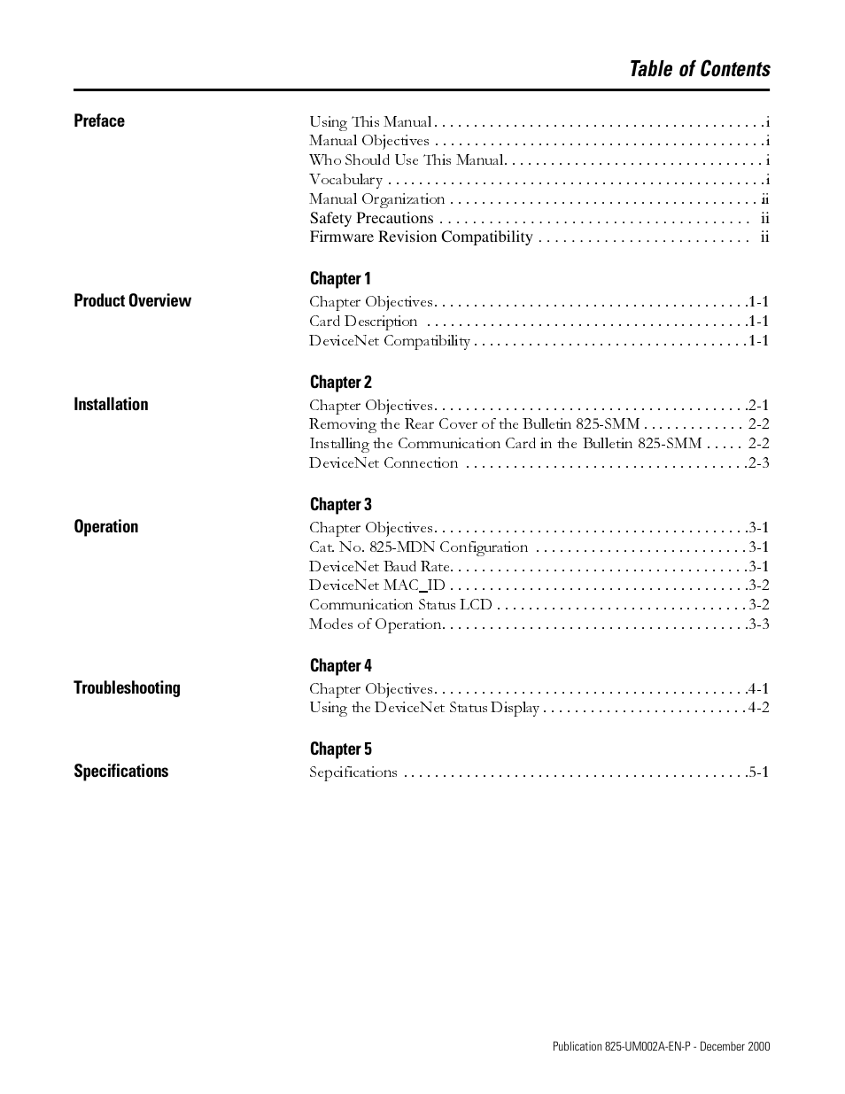 Rockwell Automation 825-MDN Smart Motor Manager DeviceNet Communication Card User Manual User Manual | Page 5 / 70