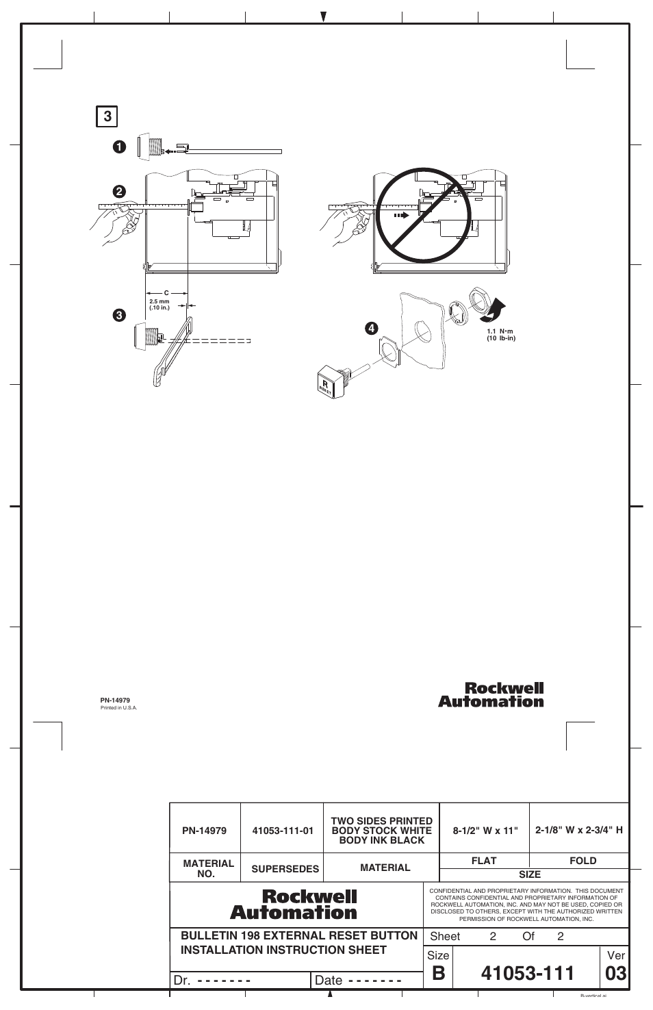 Dr. date | Rockwell Automation 198-MR3 External Reset Button User Manual | Page 2 / 2