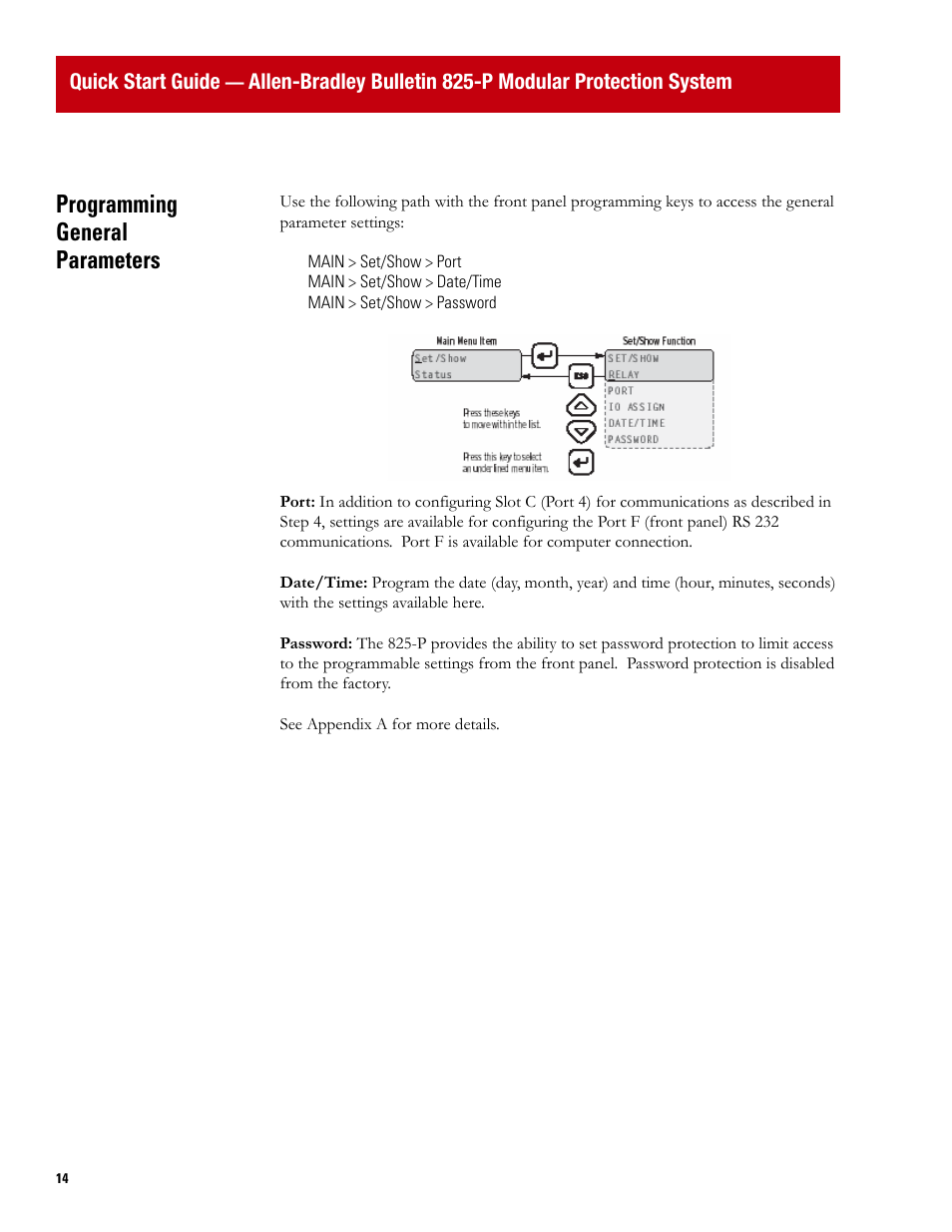 Programming general parameters | Rockwell Automation 825P Modular Protection System Quick Start Guide User Manual | Page 14 / 32