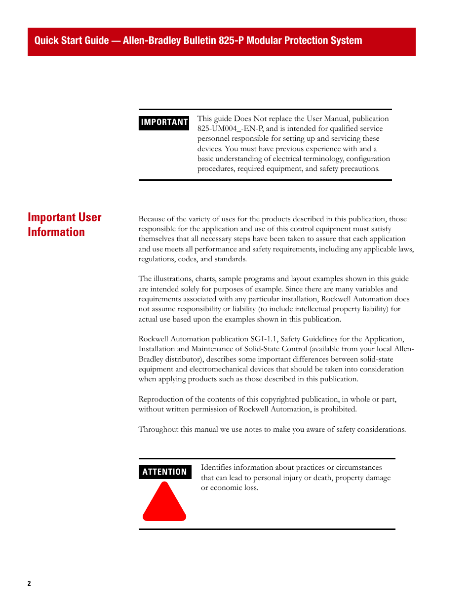 Rockwell Automation 825P Modular Protection System Quick Start Guide User Manual | Page 2 / 32