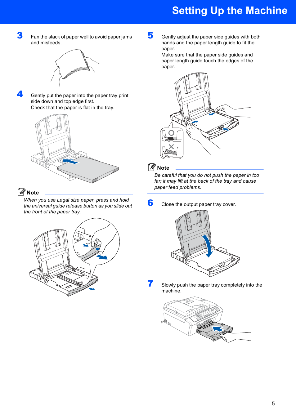 Setting up the machine | Brother LASER PRINTER MFC-240C User Manual | Page 7 / 26