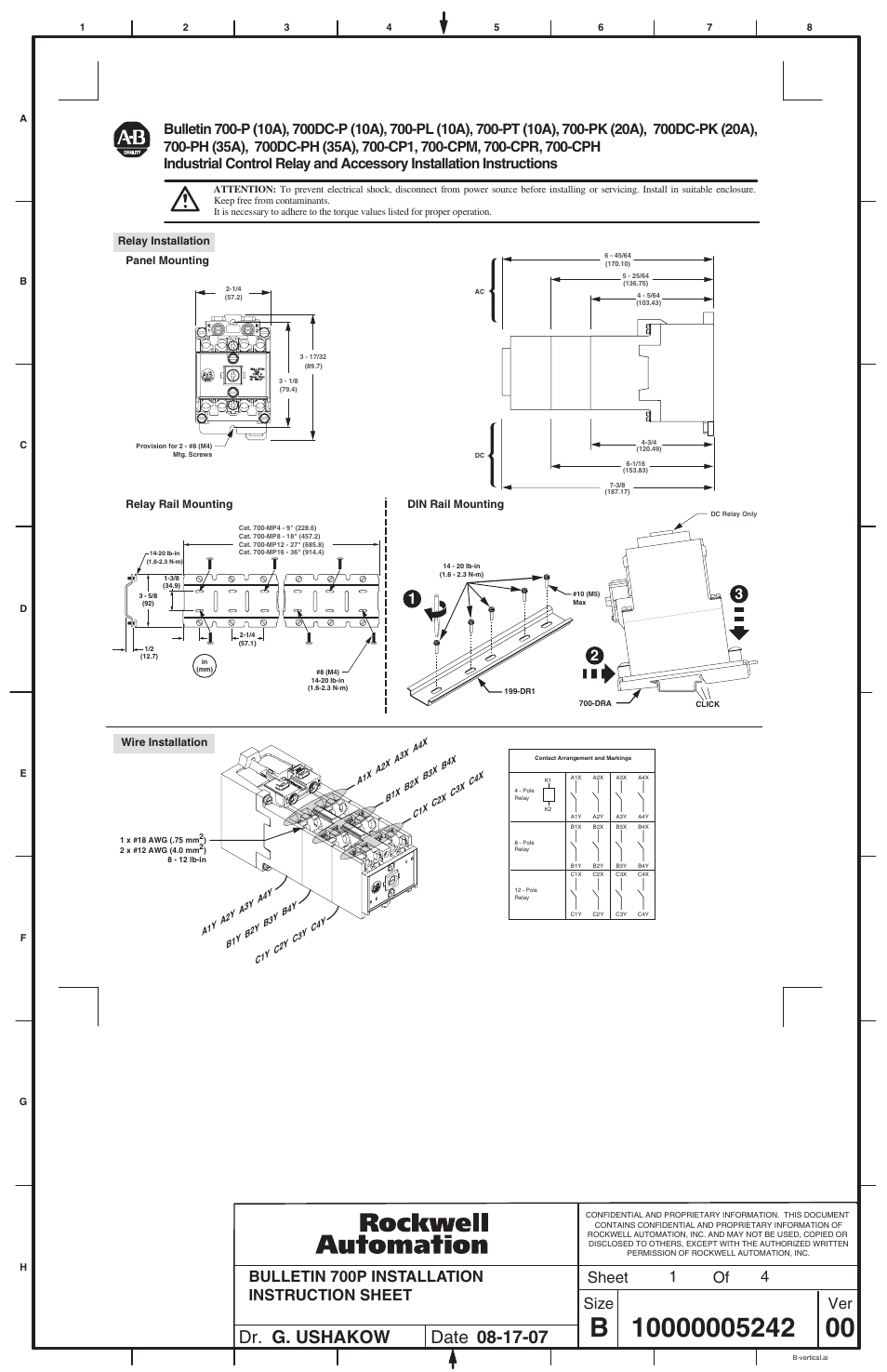 Rockwell Automation 700DC-P Industrial Control Relay and Accessory User Manual | 4 pages