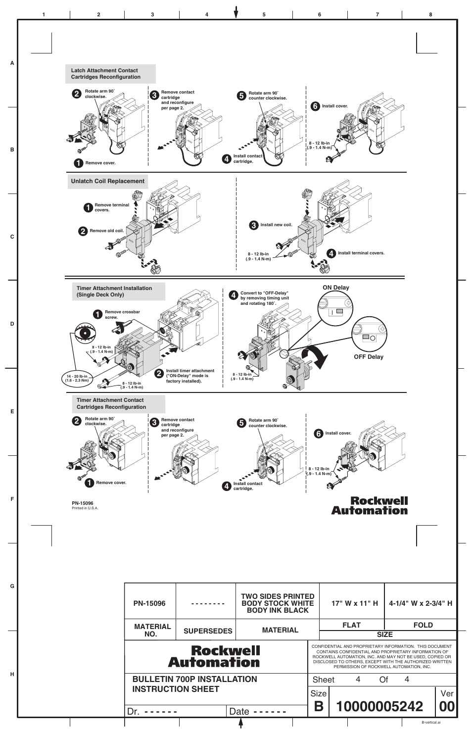 Dr. date, Bulletin 700p installation instruction sheet, Sheet size ver of 4 4 | Rockwell Automation 700DC-P Industrial Control Relay and Accessory User Manual | Page 4 / 4