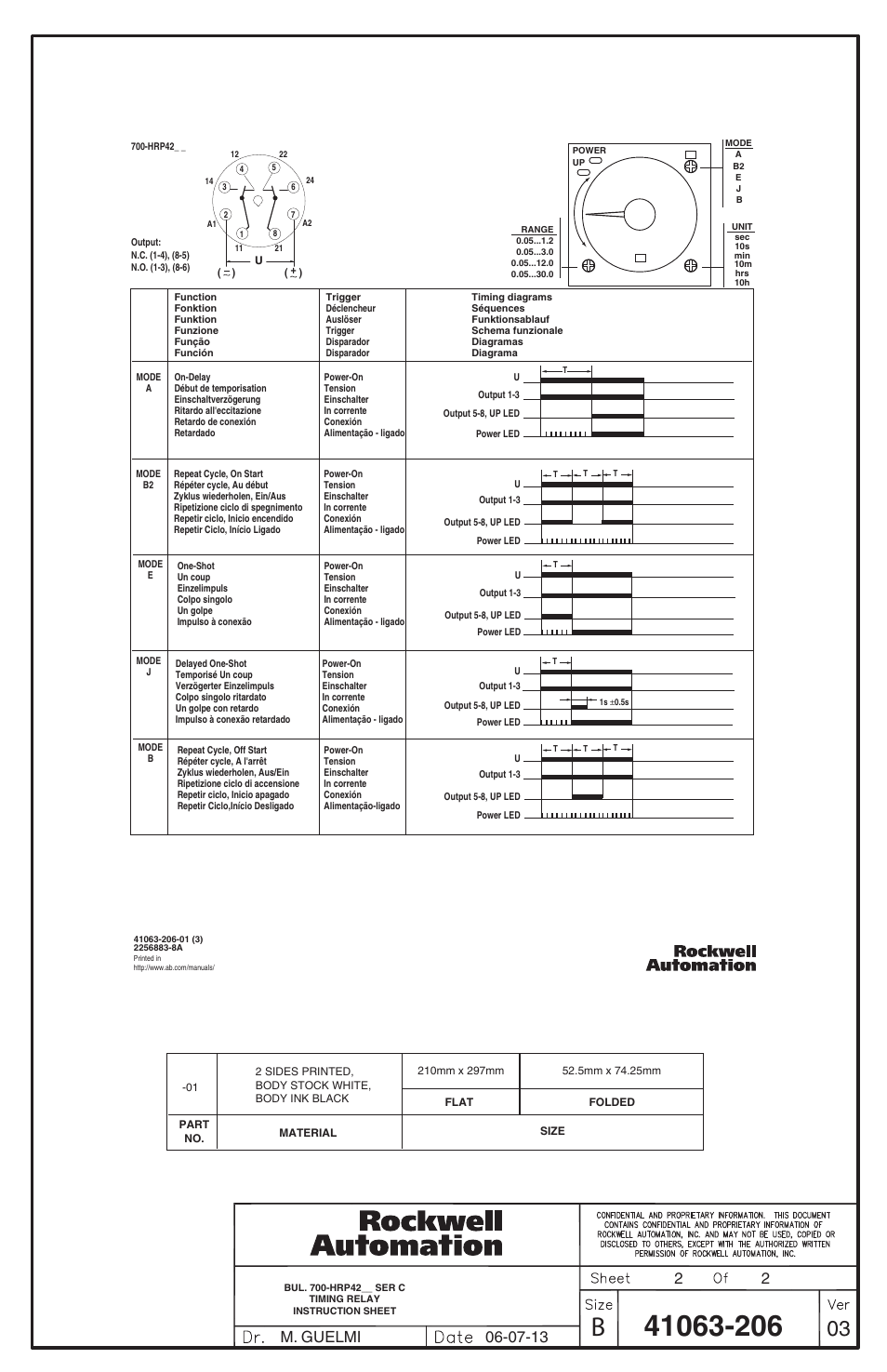 Rockwell Automation 700-HRP42xx Electronic Timer User Manual | Page 2 / 2