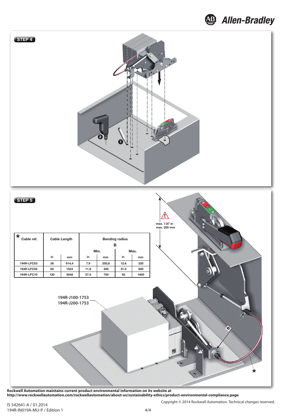 Rockwell Automation 194R-LFCxx Flange Mounted Flexible Cable User Manual | Page 4 / 4