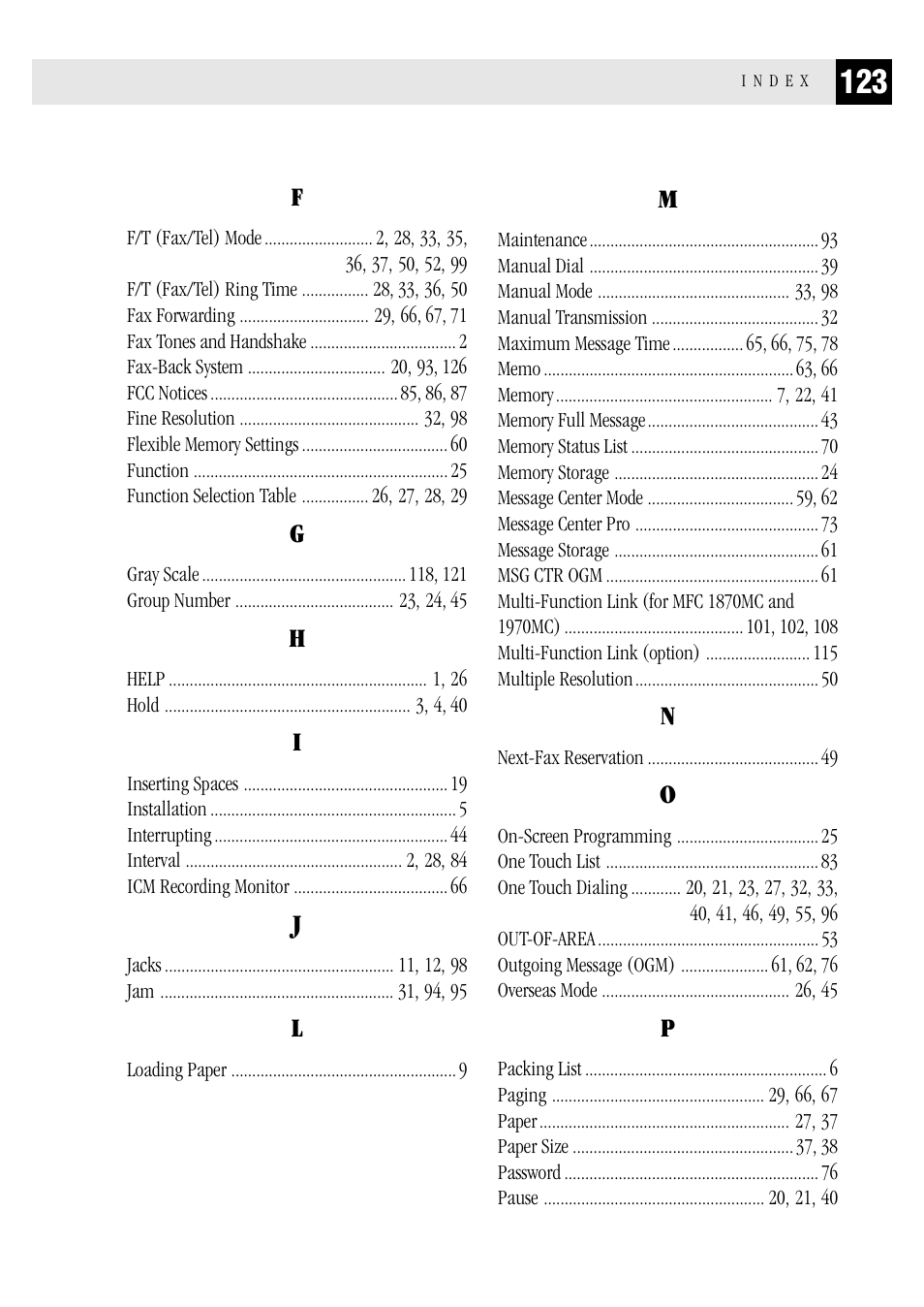 Brother FAX 1570 MC User Manual | Page 131 / 136