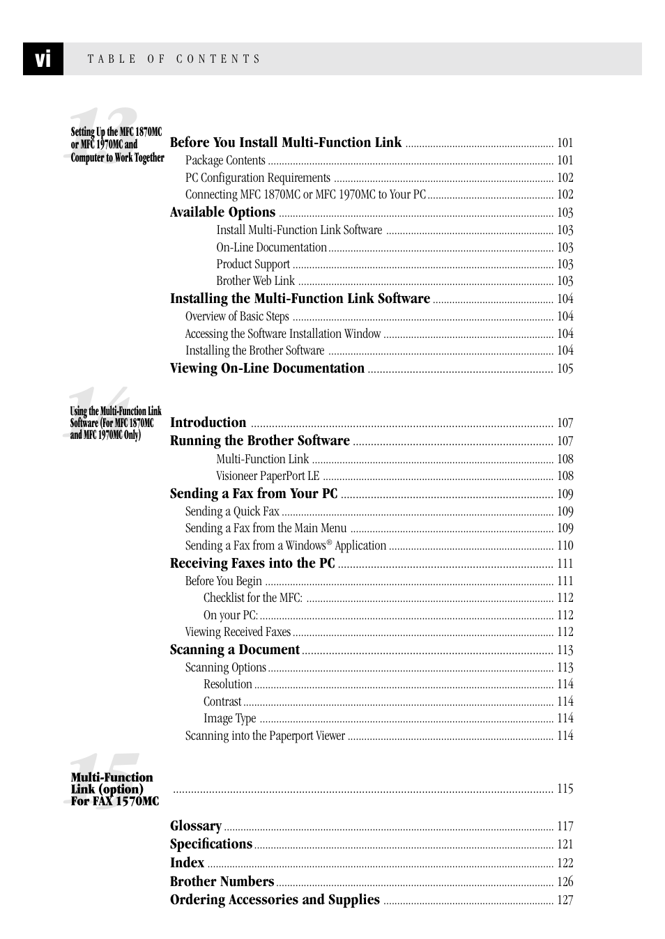 Brother FAX 1570 MC User Manual | Page 8 / 136