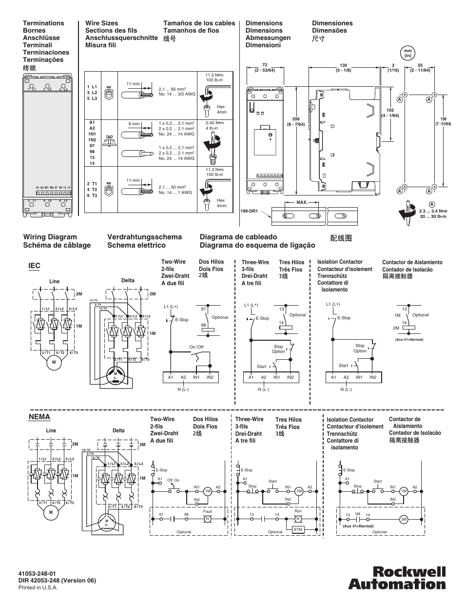 Set motor fla (15), Verdrahtungsschema schema elettrico | Rockwell Automation 150-Cx SMC-3 (43-85A) Soft Starter User Manual | Page 4 / 4