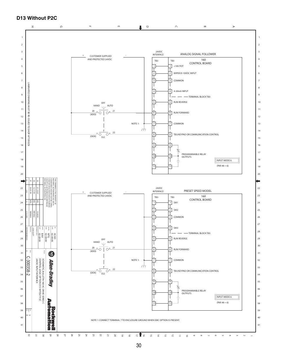D13 without p2c | Rockwell Automation 160 Configured Drive Package-160 SSC Ser C User Manual | Page 30 / 68