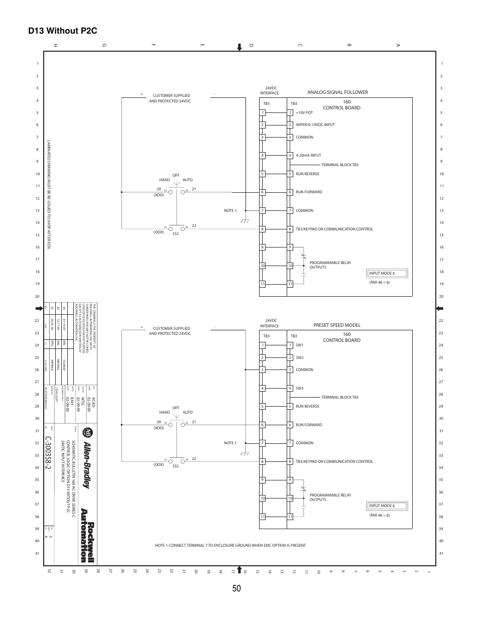 D13 without p2c | Rockwell Automation 160 Configured Drive Package-160 SSC Ser C User Manual | Page 50 / 68