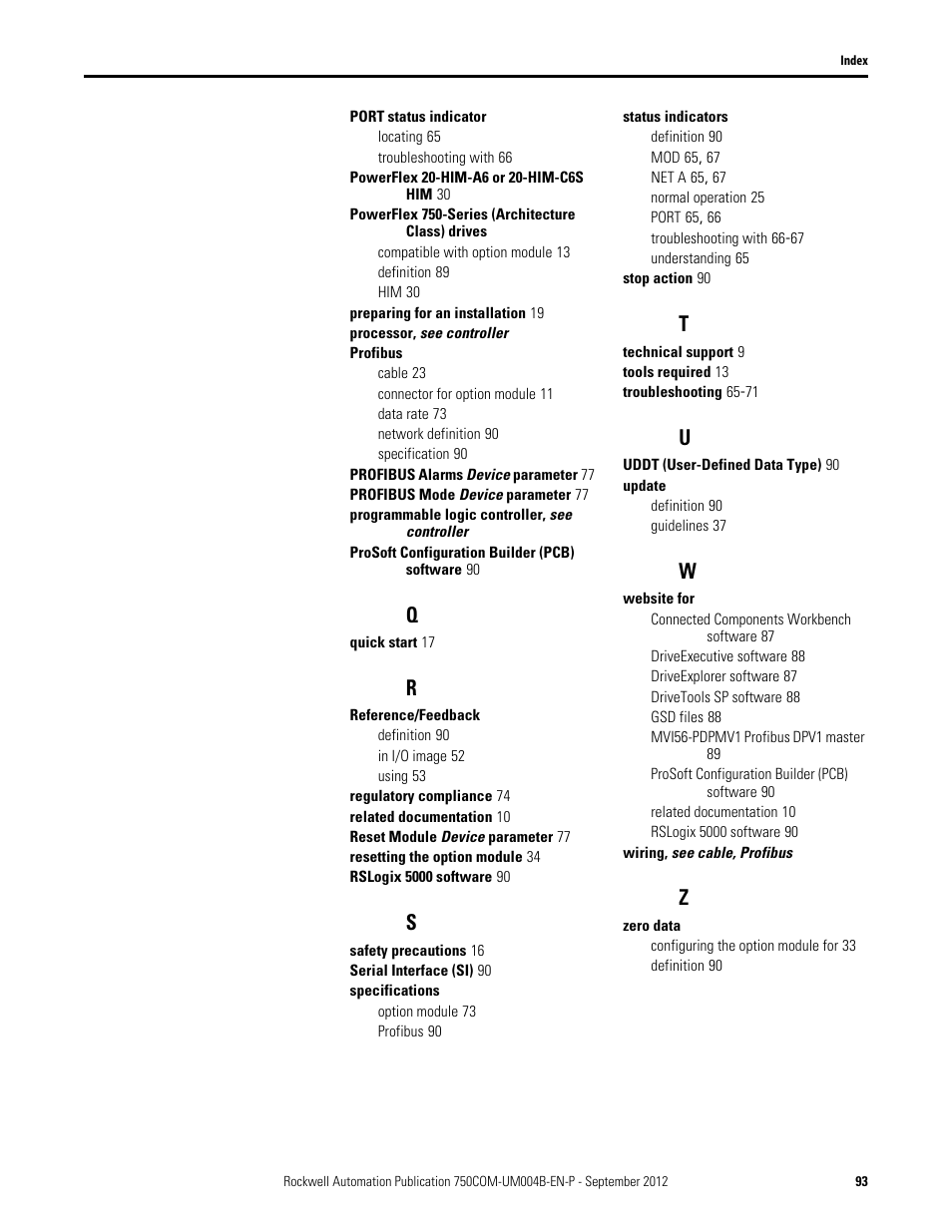 Rockwell Automation 20-750-PBUS Profibus DPV1 Option Module User Manual | Page 93 / 96