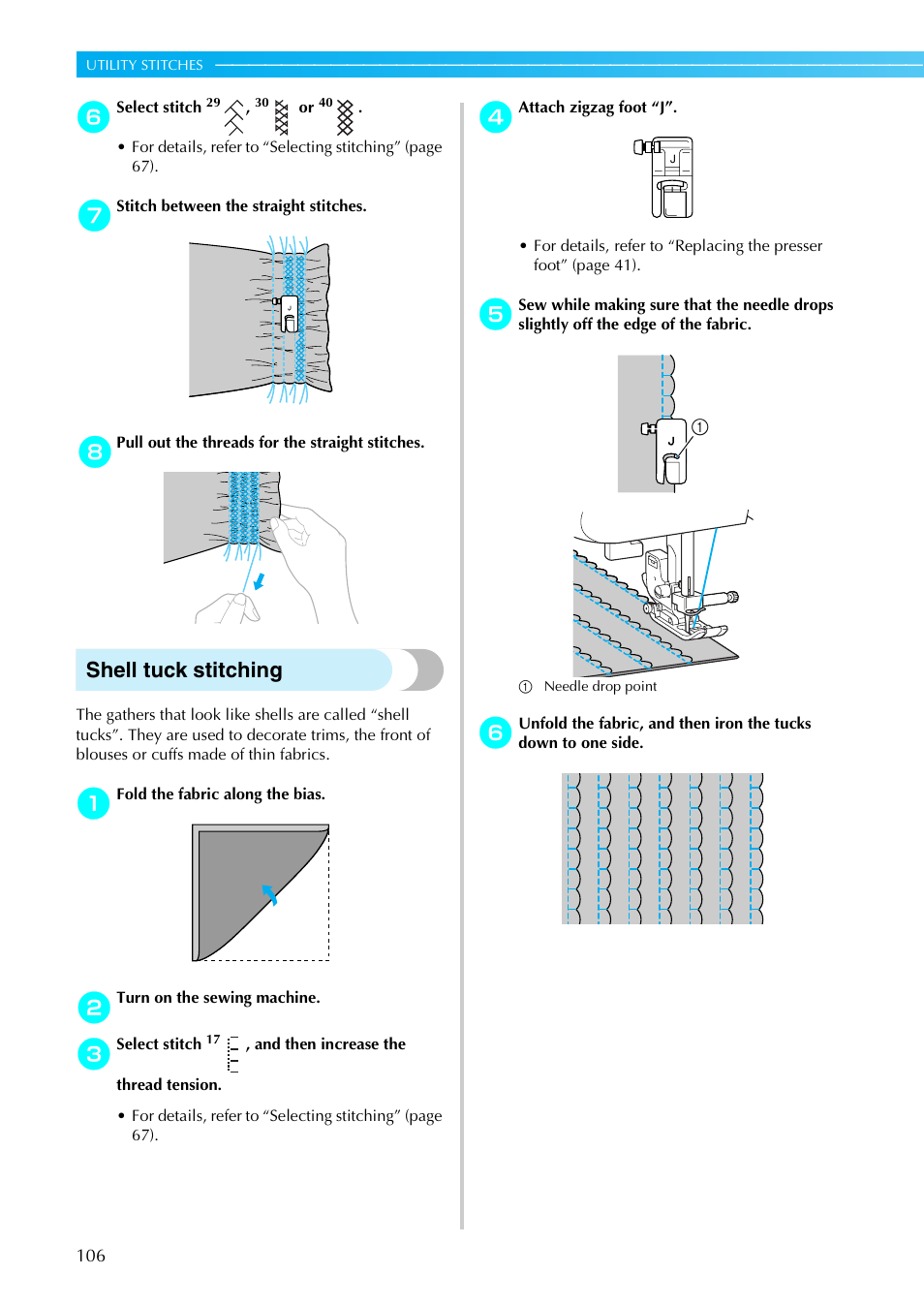 Shell tuck stitching | Brother Sewing Machines User Manual | Page 107 / 140