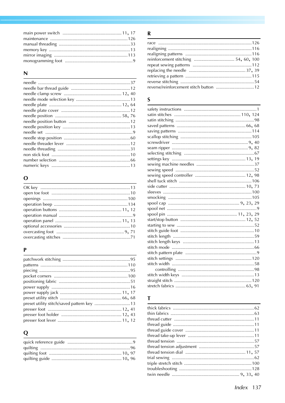 Brother Sewing Machines User Manual | Page 138 / 140