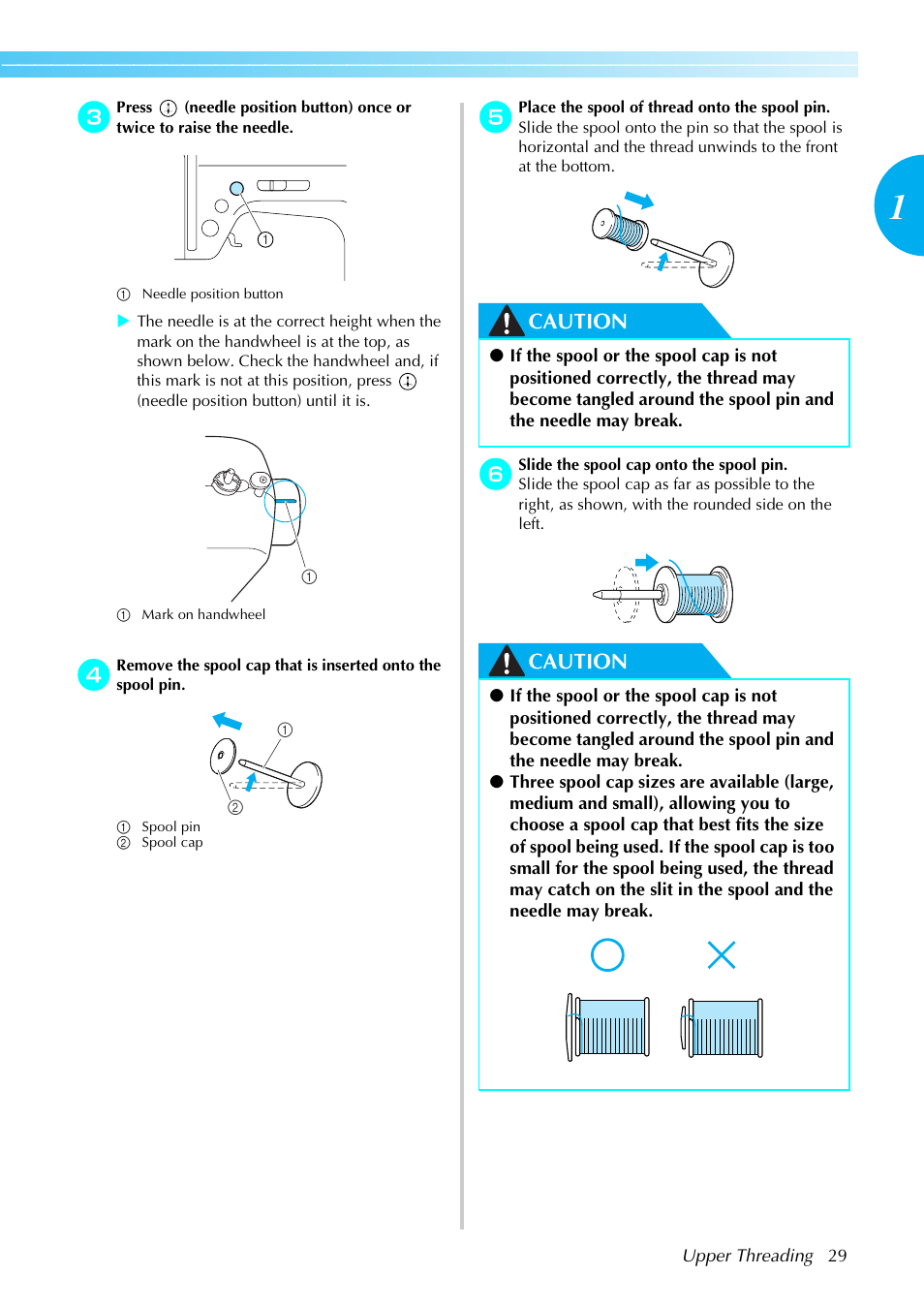 Caution | Brother Sewing Machines User Manual | Page 30 / 140