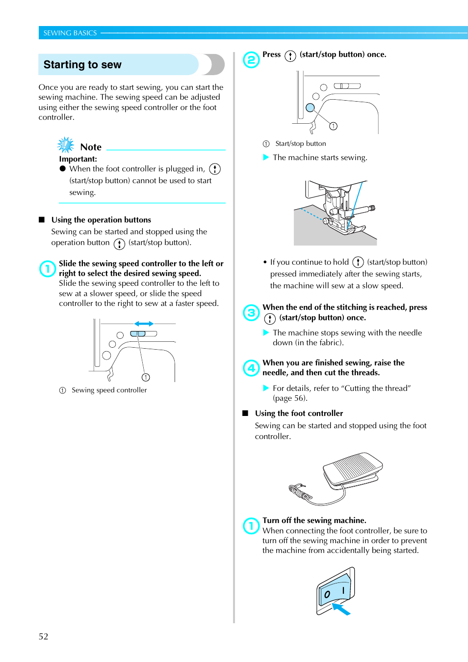 Starting to sew | Brother Sewing Machines User Manual | Page 53 / 140