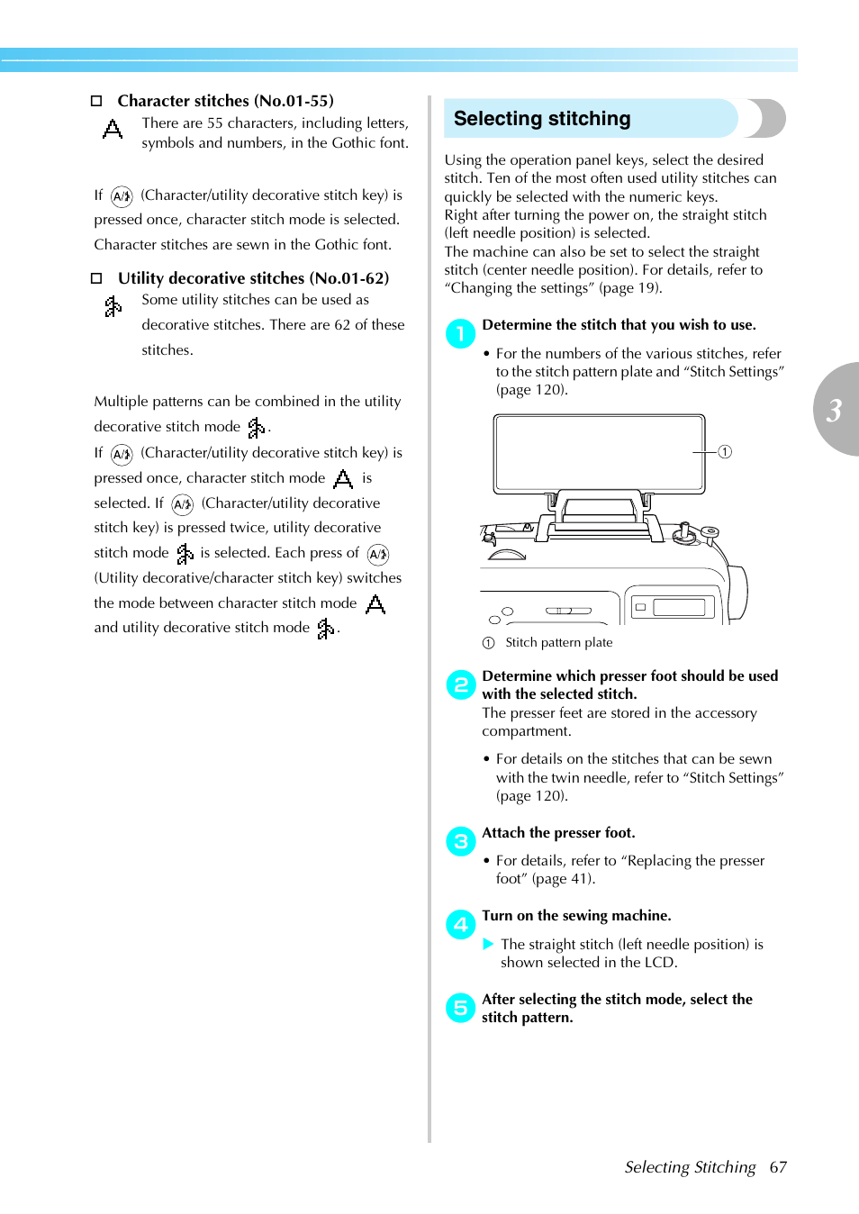 Selecting stitching | Brother Sewing Machines User Manual | Page 68 / 140