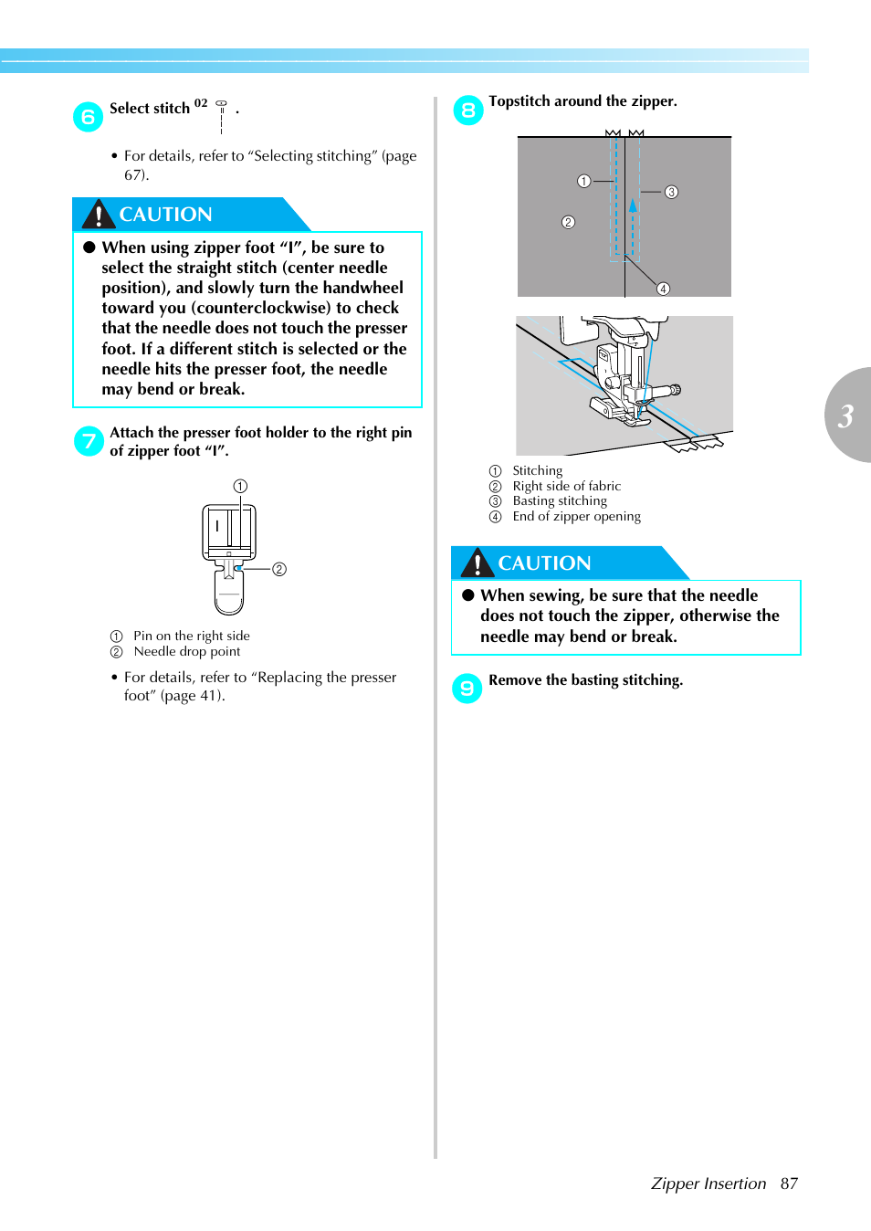 Caution | Brother Sewing Machines User Manual | Page 88 / 140