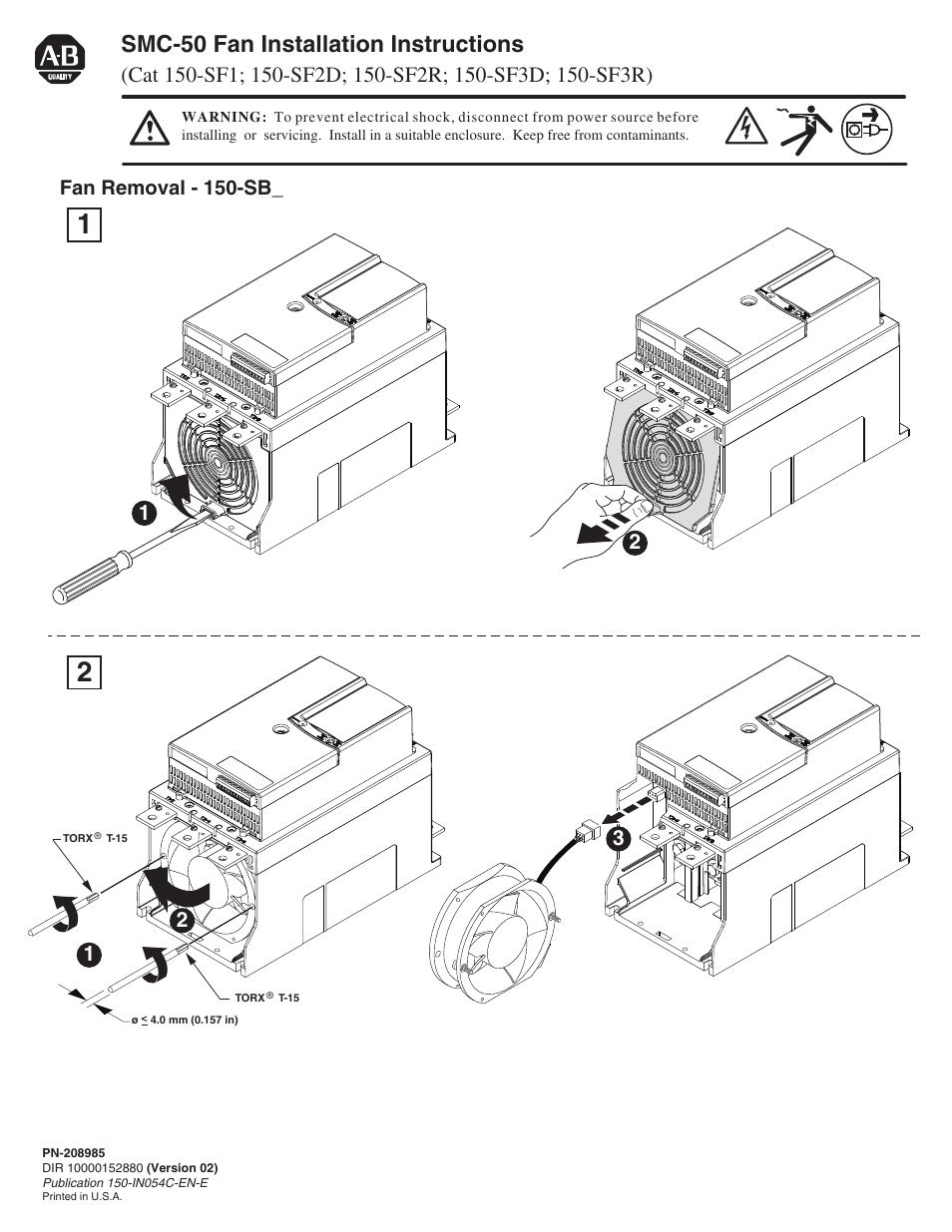 Rockwell Automation 150-SF3D SMC-50 Soft Starter Fan Installation User Manual | 6 pages