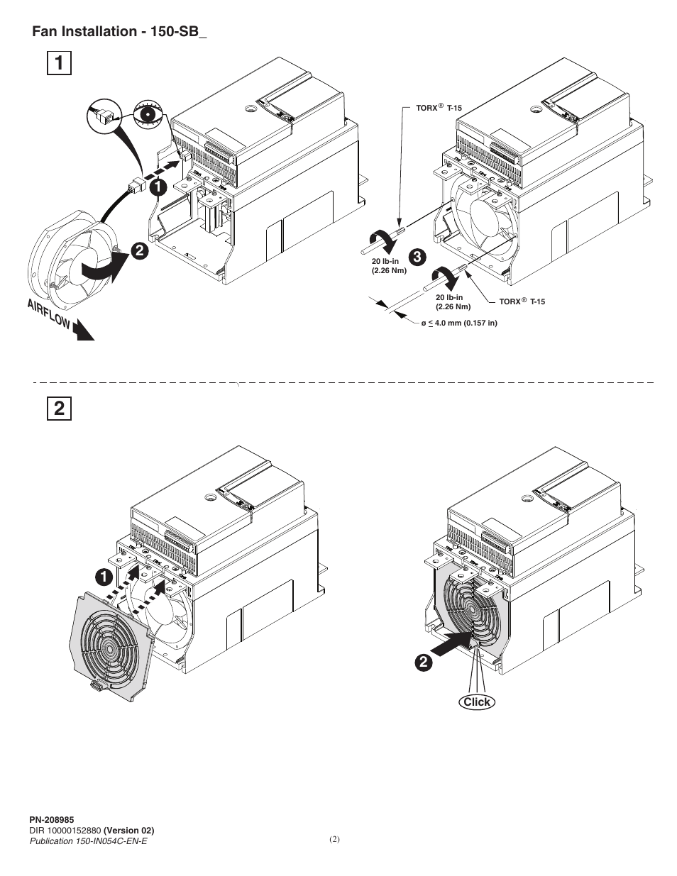Fan installation - 150-sb | Rockwell Automation 150-SF3D SMC-50 Soft Starter Fan Installation User Manual | Page 2 / 6