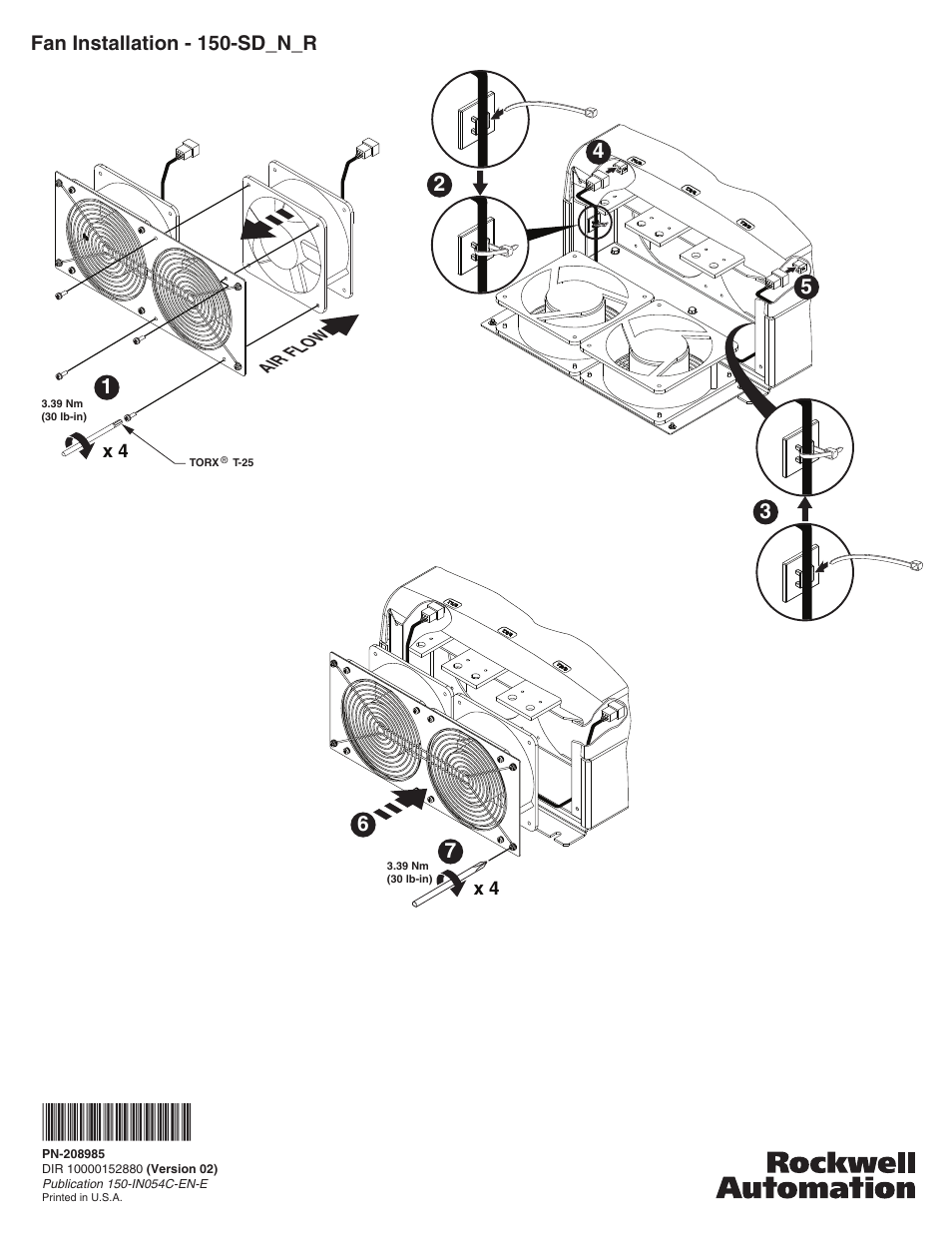 Fan installation - 150-sd_n_r | Rockwell Automation 150-SF3D SMC-50 Soft Starter Fan Installation User Manual | Page 6 / 6