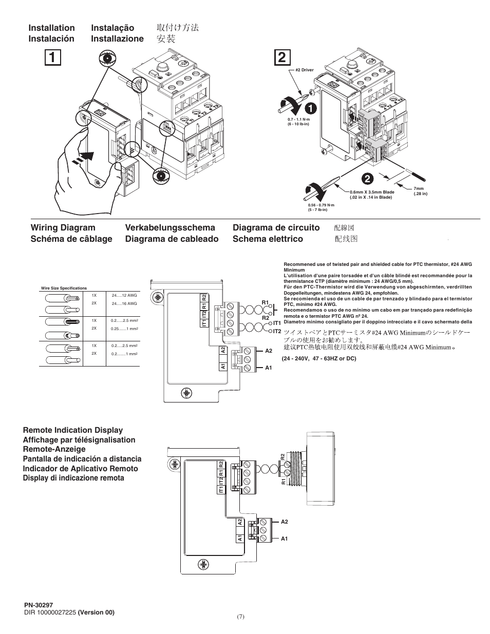 Installation instalación instalação installazione | Rockwell Automation 193-EPT E1 PLUS PTC Thermistor Accessory Module User Manual | Page 7 / 8